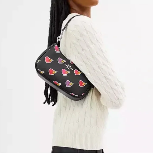 Coach Teri Shoulder Bag With Heart Bolt Print - Picture 13 of 14